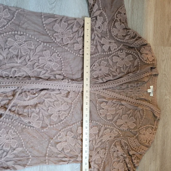 UMGEE Oh Sweet Lace! Mocha Floral Lace Open Front Kimono with Waist Tie - Picture 9 of 10